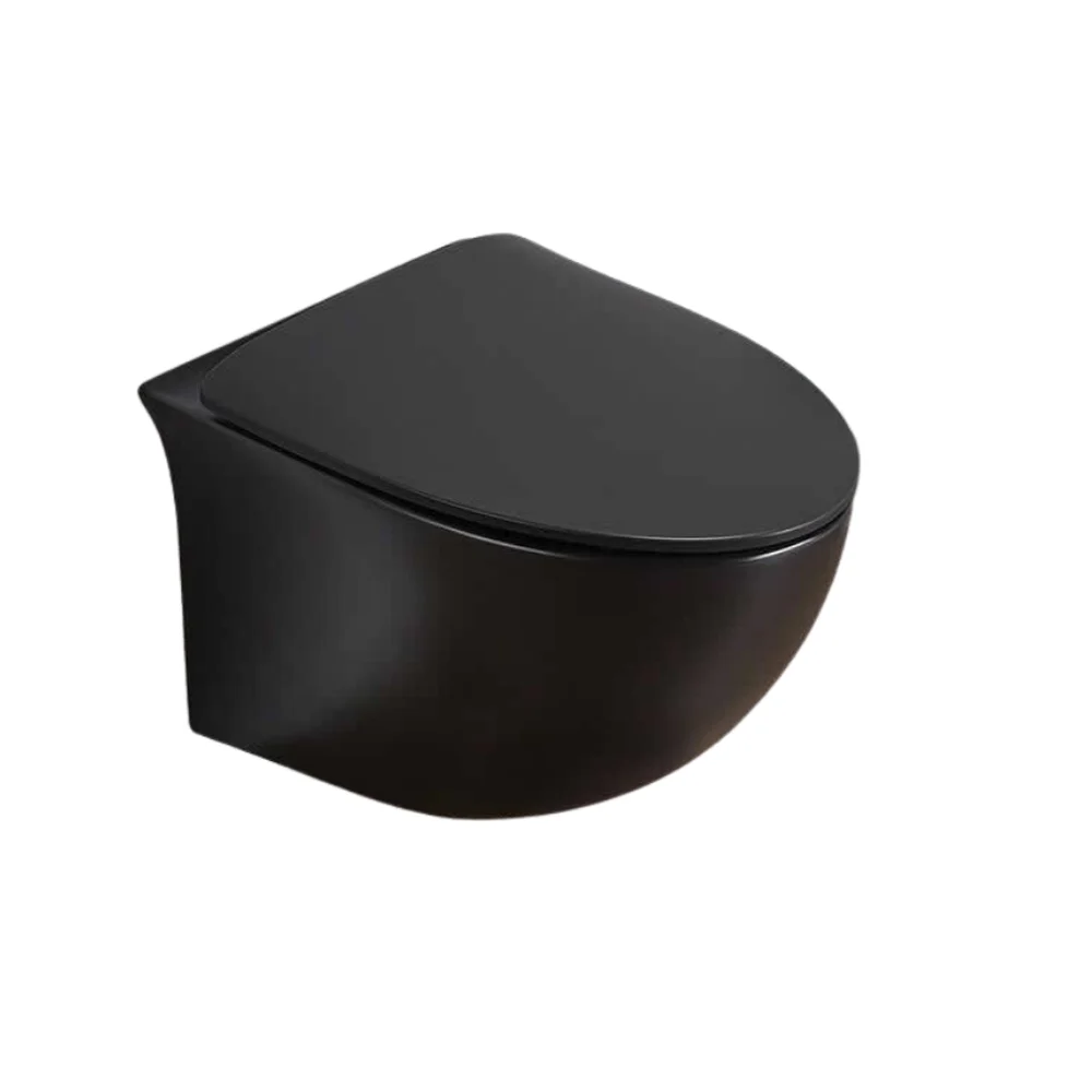 Set vas wc rimless suspendat negru mat Foglia Alice cu rezervor incastrat Schwab si clapeta de actionare negru mat, Schwab Vela [3]