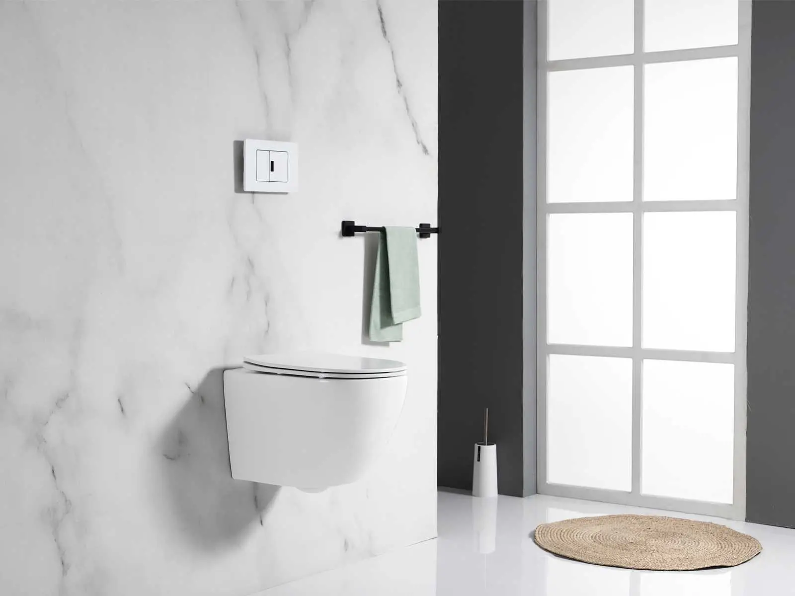 Set vas wc vortex suspendat, Rotund, Foglia Oslo si capac softclose alb [2]