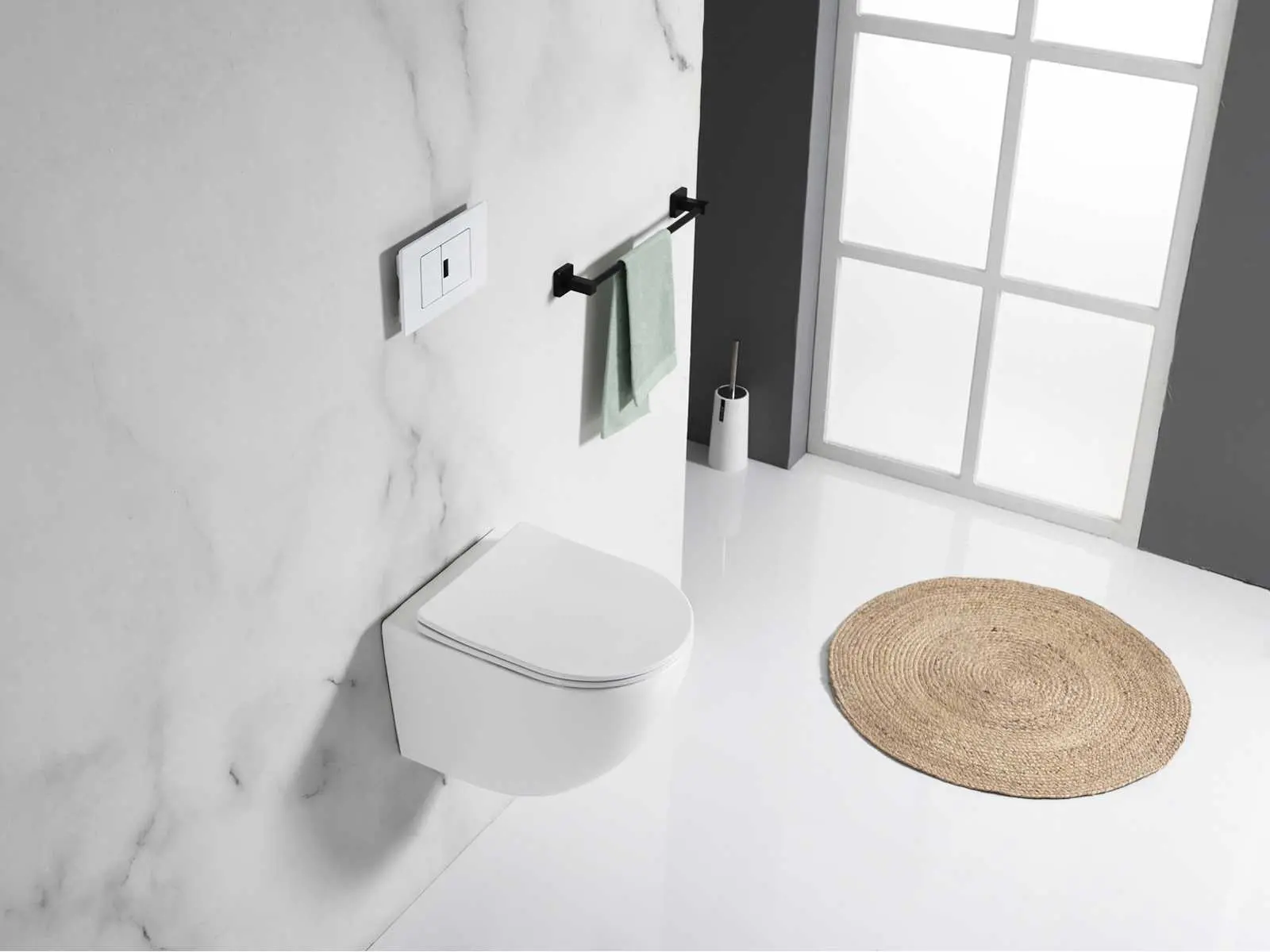 Set vas wc vortex suspendat, Rotund, Foglia Oslo si capac softclose alb [3]