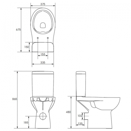 Set vas wc stativ pentru persoane cu dizabilitati alb, cu rezervor inclus Cersanit, Etiuda [1]