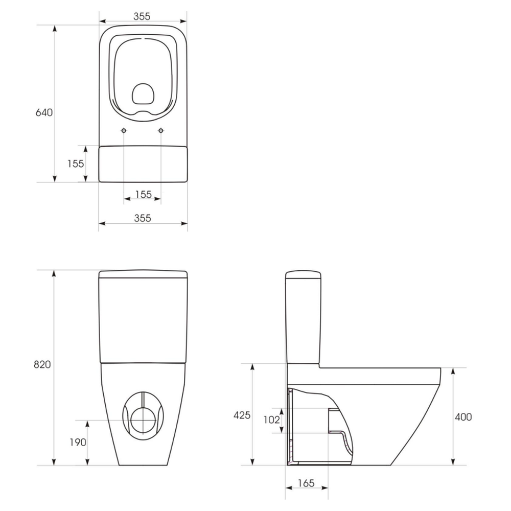 Set vas wc stativ rimless dreptunghiular Cersanit Crea cu rezervor si capac soft close inclus, alb [3]
