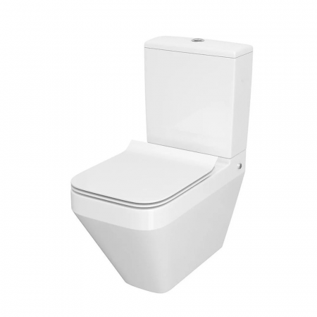 Baie - Set vas wc stativ rimless dreptunghiular Cersanit Crea cu rezervor si capac soft close inclus, alb