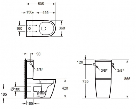 Set WC monobloc cu rezervor și capac softclose, Vortex, alb Kielle Oudee [4]