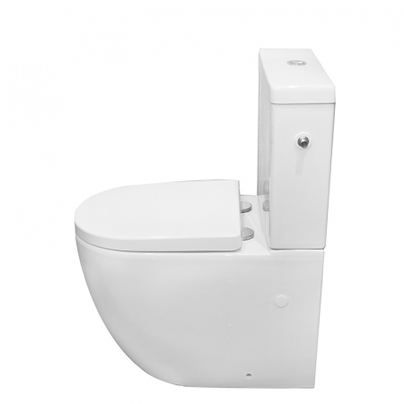 Set vas wc stativ rimless Fluminia Minerva cu rezervor si capac soft close inclus, alb lucios [2]