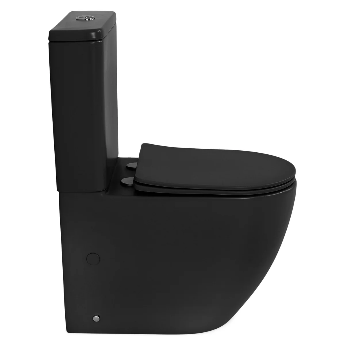 Set vas wc stativ rimless negru mat Foglia Oslo cu rezervor si capac soft close inclus [2]