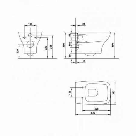 Vas wc suspendat Gala Street Square cu capac soft close inclus, alb [2]