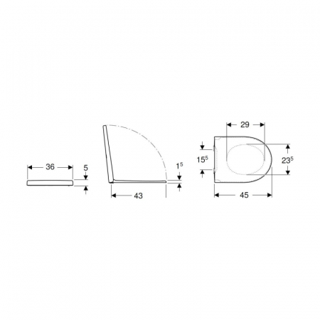 Set vas wc suspendat, forma ovala, proiectie mica, cu capac soft close, alb, Geberit iCon XS [6]