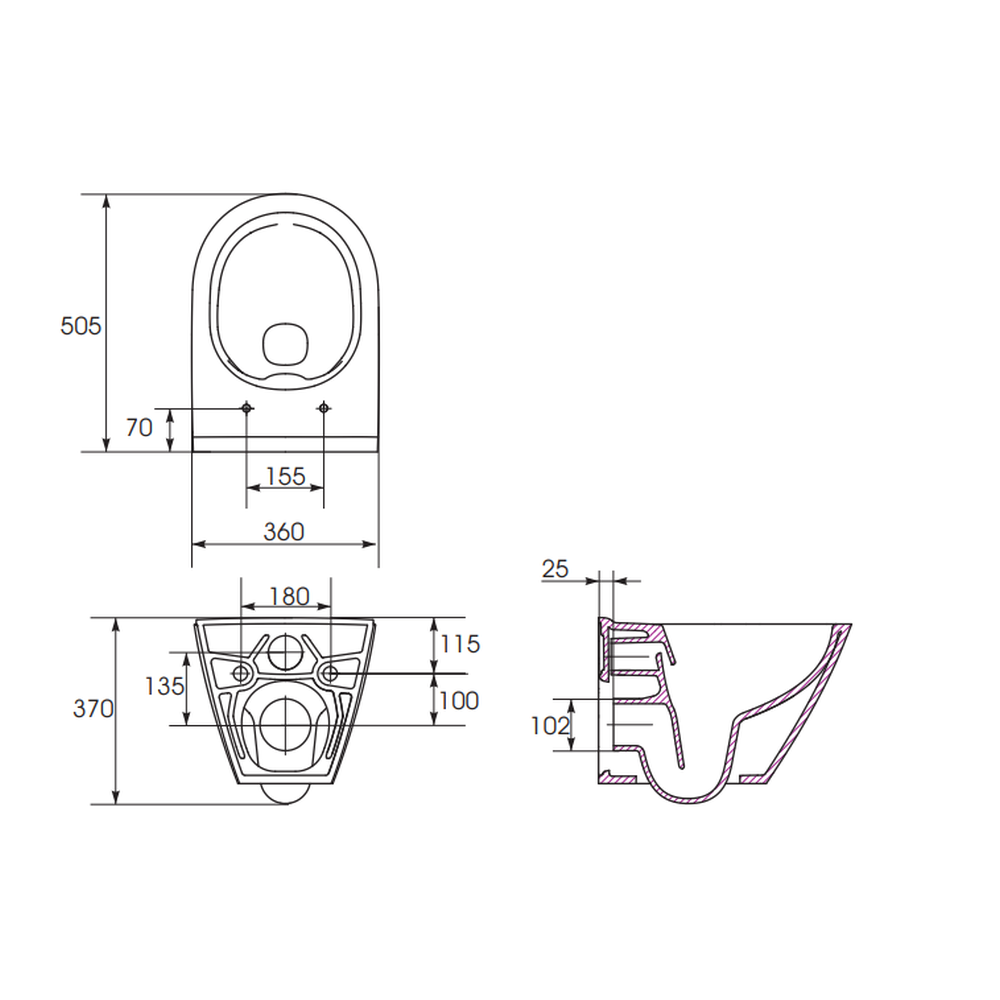 Set vas wc suspendat City Oval CleanOn cu capac soft close, rezervor incastrat si clapeta negru mat [2]