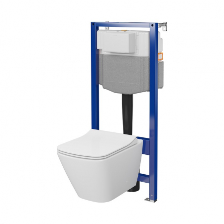Seturi vas WC suspendat cu rezervor incastrat si clapeta - Set vas wc suspendat City Square CleanOn cu capac soft close si rezervor incastrat C16 Aqua 50