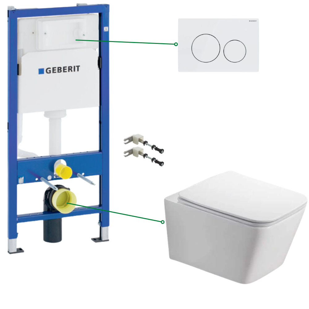 Seturi vas WC suspendat cu rezervor incastrat si clapeta - Set vas wc suspendat,clapeta alba, rezervor wc incastrat Geberit Delta