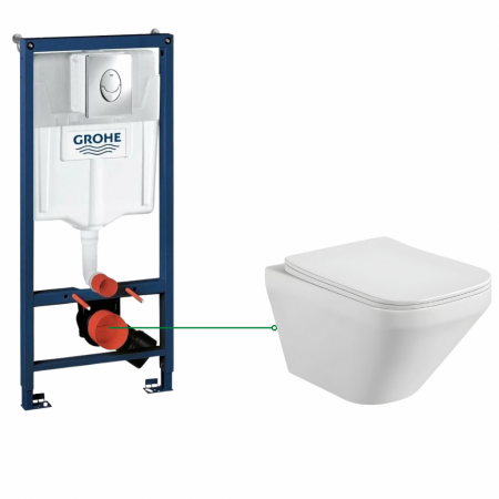 Seturi vas WC suspendat cu rezervor incastrat si clapeta - Set vas wc suspendat Foglia Bristol, clapeta crom Skate Air, rezervor wc incastrat Grohe Rapid SL