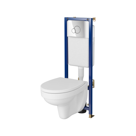 Festivalul reducerilor - Set vas wc suspendat CleanOn Cersania cu capac soft close, rezervor incastrat si clapeta crom lucios