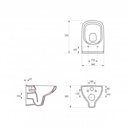 Set vas wc suspendat Colour CleanOn cu capac soft close, rezervor incastrat si clapeta crom lucios Opti [2]