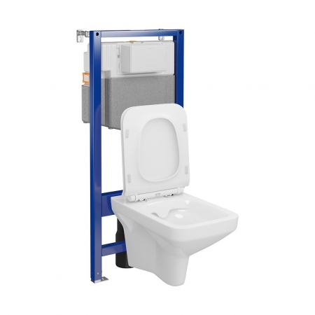 Seturi vas WC suspendat cu rezervor incastrat si clapeta - Set vas wc suspendat Como CleanOn cu capac soft close si rezervor incastrat C39 Aqua 50