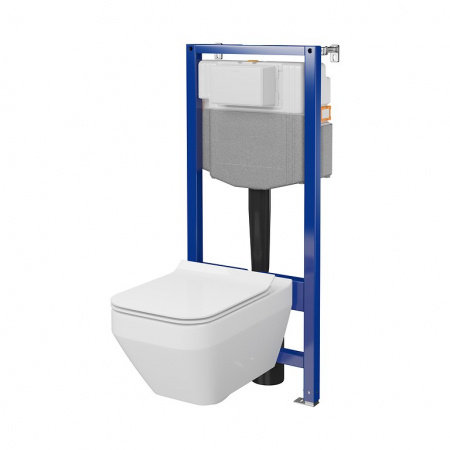 Set vas wc suspendat Crea Square CleanOn cu capac soft close si rezervor incastrat C31 Aqua 50 pneumatic [2]