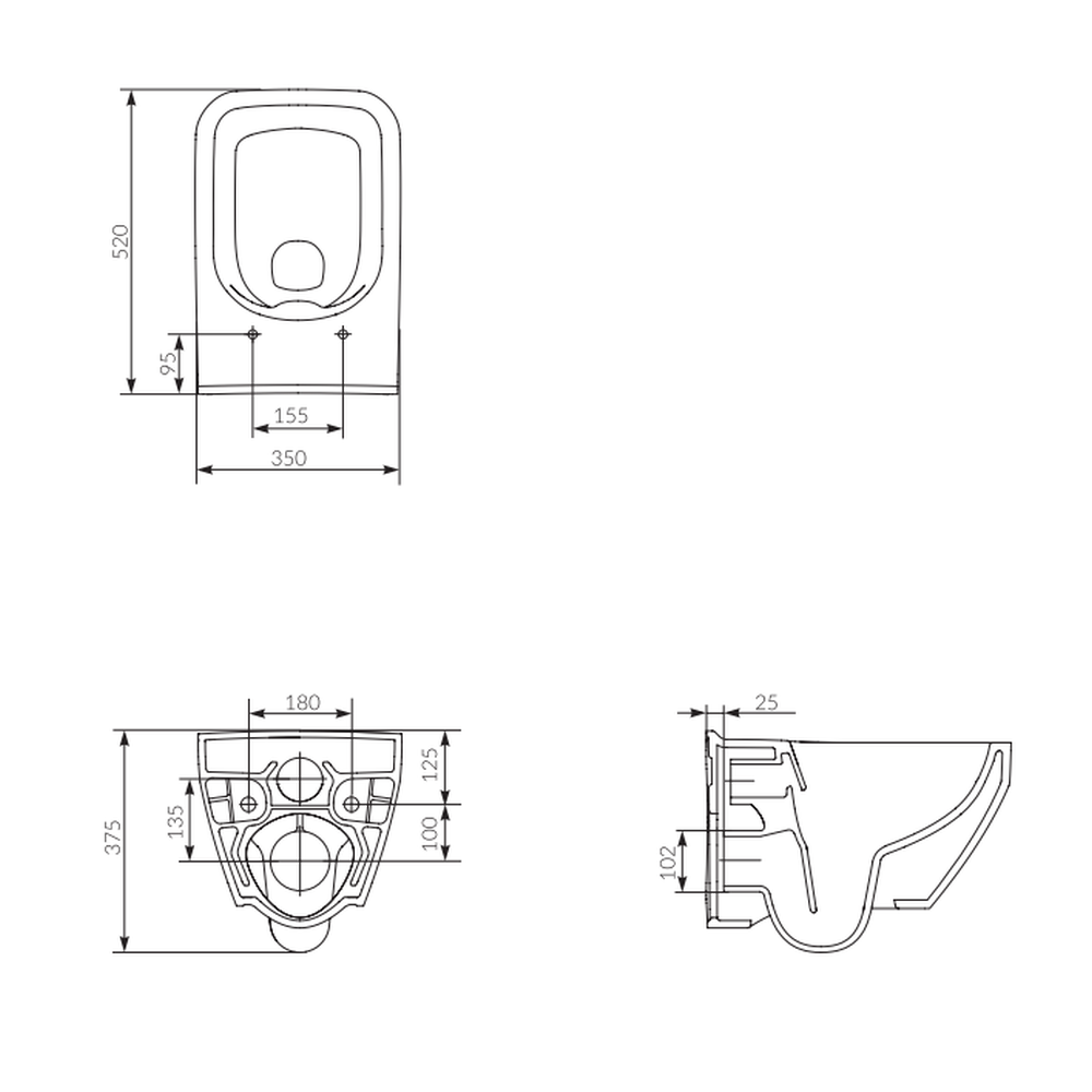 Set vas wc suspendat Crea Square CleanOn cu capac soft close si rezervor incastrat C31 Aqua 50 pneumatic [5]