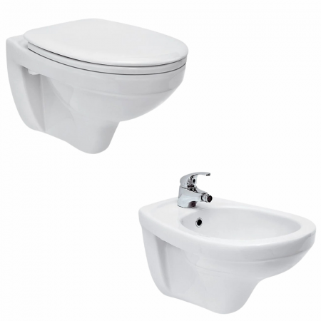 Set vas wc suspendat cu capac duroplast si bideu, Cersanit Terra [0]