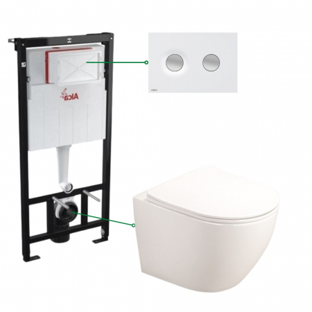 Set vas wc suspendat cu capac Fluminia Alfonzo, rezervor si clapeta alb/crom mat Alcaplast M1976-2 [0]