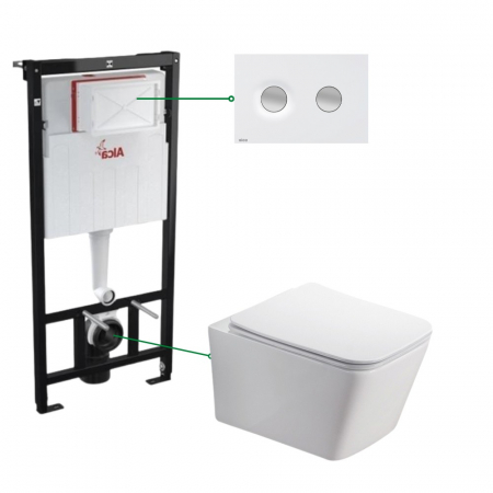Set vas wc suspendat cu capac Fluminia Paris, rezervor si clapeta alb/crom mat Alcaplast M1976-2 [0]
