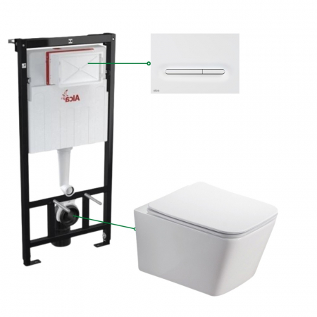 Set vas wc suspendat cu capac Fluminia Paris, rezervor si clapeta alb mat Alcaplast M1876 [0]