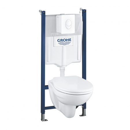 Seturi vas WC suspendat cu rezervor incastrat si clapeta - Set vas wc suspendat cu capac soft close, rezervor incastrat si clapeta alba Solido Grohe