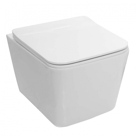 Festivalul reducerilor - Set vas WC suspendat, Fluminia, Paris, rimless, cu capac quick release si soft close
