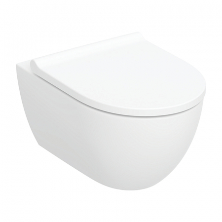 Vase WC - Set vas wc suspendat Geberit Acanto cu capac soft close, TurboFlush, alb lucios