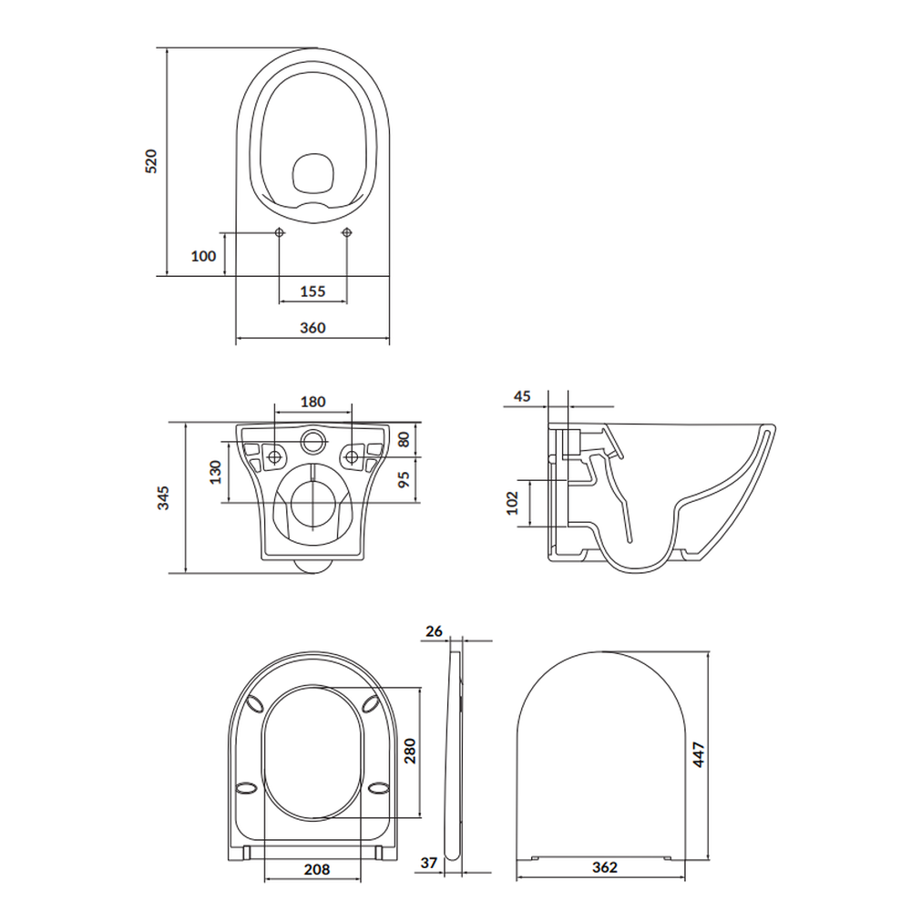 Set vas wc suspendat Larga Oval CleanOn cu capac soft close, rezervor incastrat si clapeta negru mat [4]