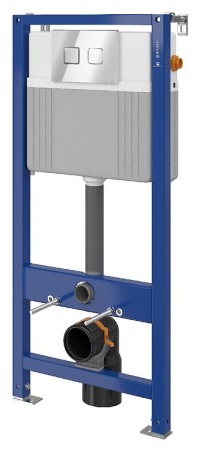 Set vas wc suspendat Larga Square CleanOn cu capac soft close, rezervor incastrat si clapeta pneumatica crom lucios [3]