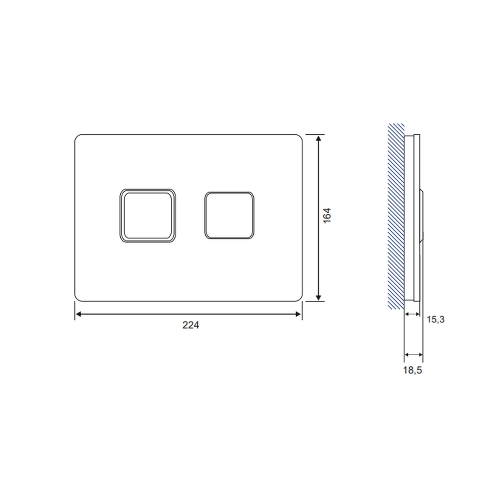 Set vas wc suspendat Larga Square CleanOn cu capac soft close, rezervor incastrat si clapeta pneumatica negru mat [2]