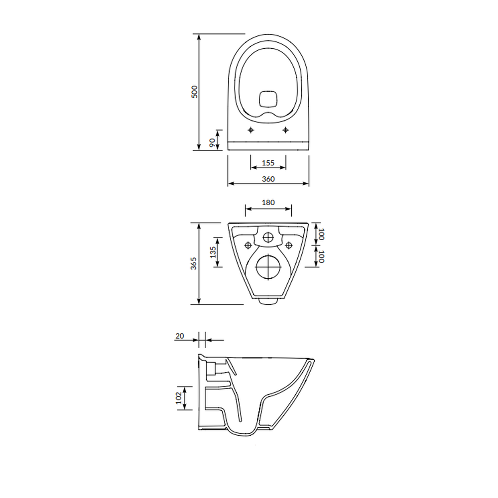 Set vas wc suspendat Mille Plus cu capac soft close, rezervor incastrat Aqua 02 si clapeta crom lucios [3]