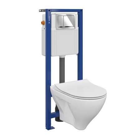 Seturi vas WC suspendat cu rezervor incastrat si clapeta - Set vas wc suspendat Mille Plus cu capac soft close, rezervor incastrat Aqua 02 si clapeta crom lucios