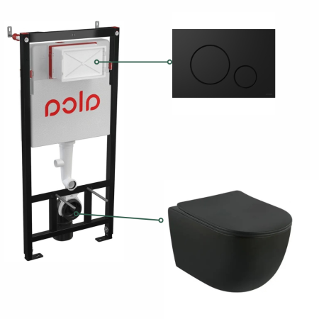 Provocarea mintii - ghicitori cu reduceri - Set vas wc suspendat negru cu capac soft close Oslo, rezervor incastrat si clapeta negru mat Cersanit Opti B2