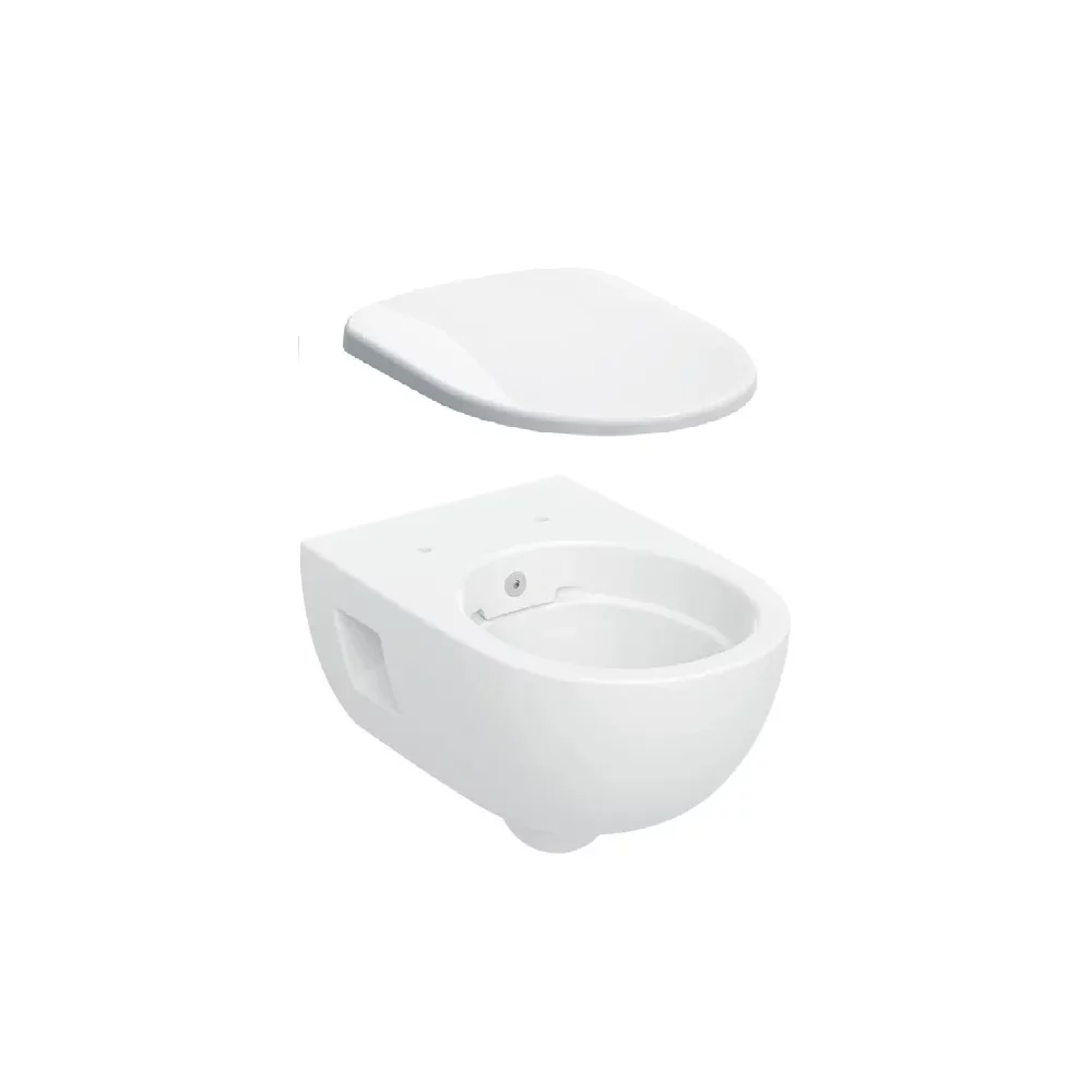 Baie - Set vas wc suspendat rimfree cu functie de bideu si capac inclus, alb lucios, Geberit Selnova