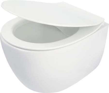 Vase WC - Set vas wc suspendat rimless alb cu capac slim inclus Deante, Silia
