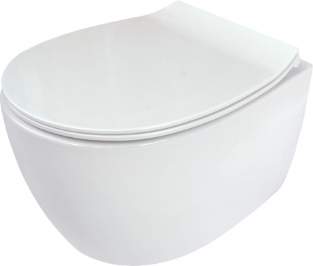 Set vas wc suspendat rimless alb cu capac slim inclus Deante, Silia [1]