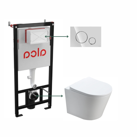 Set vas wc suspendat rimless cu capac quick release si soft close, alb, Fluminia Clementina si rezervor incastrat Alcaplast Sadromodul cu clapeta de actionare  crom lucios Cersanit Opti B2 [0]