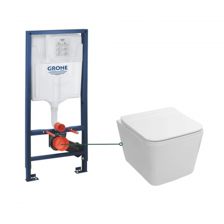 Set vas wc suspendat rimless cu capac quick release si soft close,  Fluminia, Paris si rezervor wc incastrat Grohe Rapid SL [0]