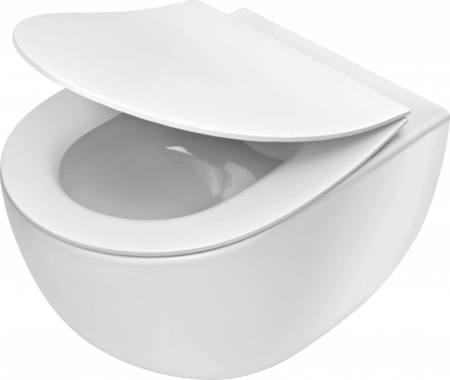 Vase WC - Set vas wc suspendat rimless cu capac soft close alb Deante Poenia