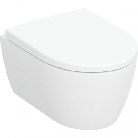 Vase WC - Set vas wc suspendat rimless cu capac soft close, alb mat, Geberit, iCon