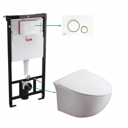 Provocarea mintii - ghicitori cu reduceri - Set vas wc suspendat rimless cu capac soft close Alice, rezervor incastrat si clapeta alba Alcaplast