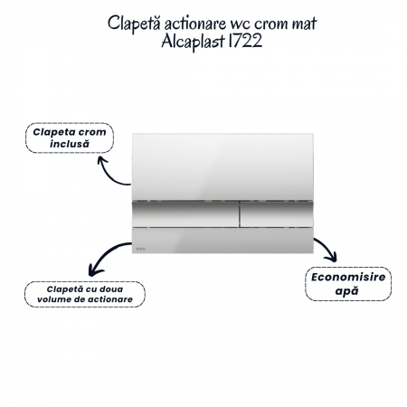 Set vas wc suspendat rimless cu capac soft close Alice, rezervor incastrat si clapeta crom mat Alcaplast [4]