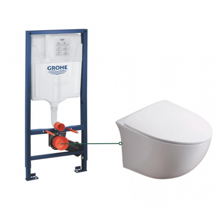 Baie - Set vas wc suspendat rimless cu capac soft close Alice si rezervor wc incastrat Grohe Rapid SL