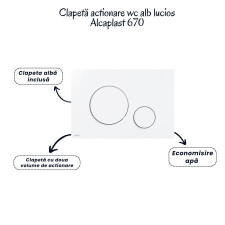 Set vas wc suspendat rimless cu capac soft close Foglia Alice, rezervor incastrat si clapeta alb lucios Alcaplast [4]