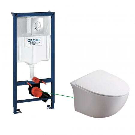 Provocarea mintii - ghicitori cu reduceri - Set vas wc suspendat rimless cu capac soft close Foglia Alice, rezervor wc incastrat Rapid SL cu set fixare si clapeta crom Skate Air Grohe