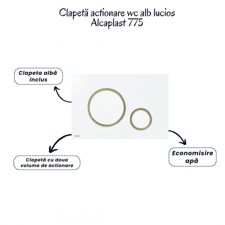 Set vas wc suspendat vortex cu capac soft close Oslo, rezervor incastrat si clapeta alba Alcaplast [3]