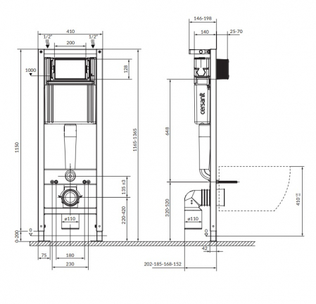Set vas wc suspendat vortex cu capac soft close Oslo, rezervor incastrat si clapeta alba Cersanit Presto II [2]
