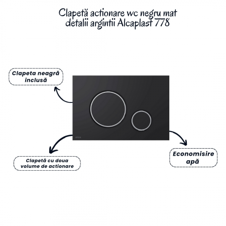 Set vas wc suspendat cu capac soft close Oslo, rezervor incastrat si clapeta neagra Alcaplast [4]