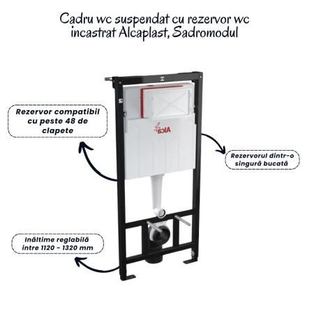 Set vas wc suspendat cu capac soft close Oslo, rezervor incastrat si clapeta neagra Alcaplast [2]