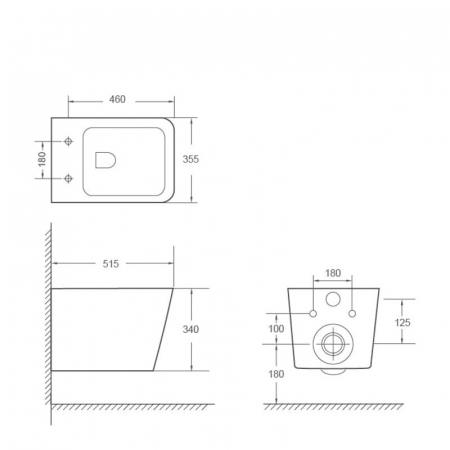Set vas wc suspendat rimless cu capac soft close Safari, rezervor wc incastrat si clapeta crom lucios Cersanit Opti B2 [3]